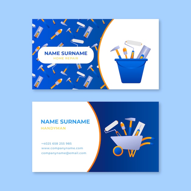 Free vector gradient handyman business cards