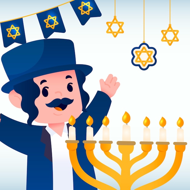 Vettore gratuito illustrazione di hanukkah in gradiente