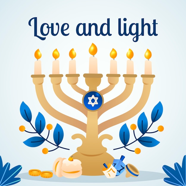 Vettore gratuito illustrazione di hanukkah in gradiente