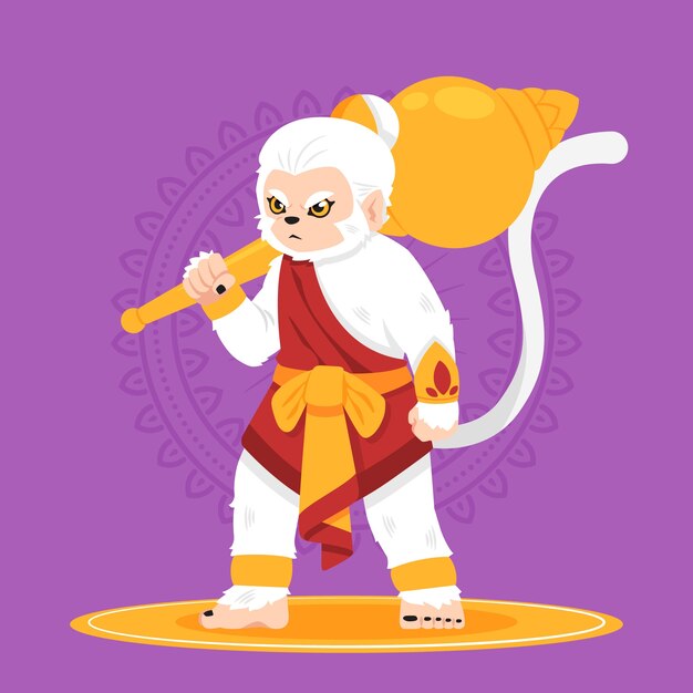 Free vector gradient hanuman jayanti illustration