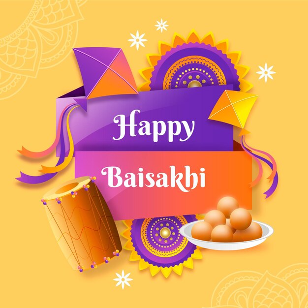 Gradient happy baisakhi illustration