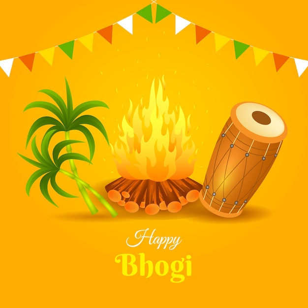 Free vector gradient happy bhogi illustration