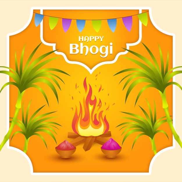 Free vector gradient happy bhogi illustration