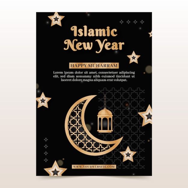 Free vector gradient happy islamic new year poster