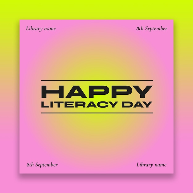 Gradient happy literacy day banner