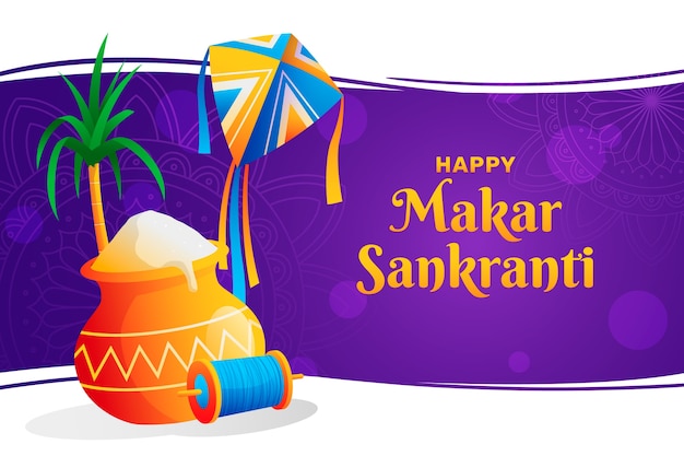 Free vector gradient happy makar sankranti background