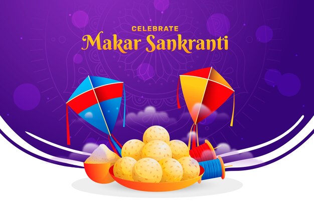 Gradient happy makar sankranti background