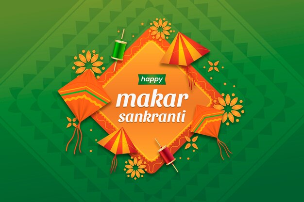 무료 벡터 그라데이션 행복 makar sankranti 배경