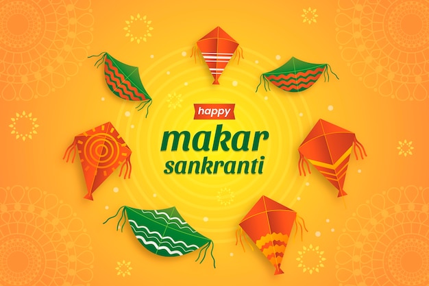 Free vector gradient happy makar sankranti background