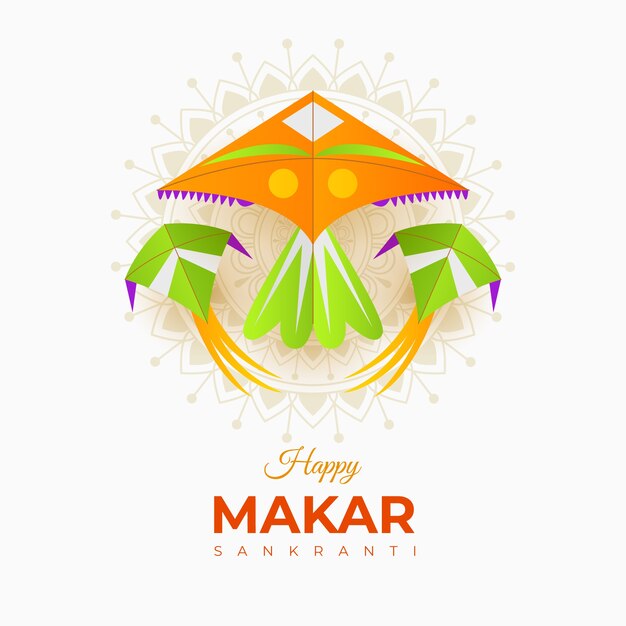 Gradient happy makar sankranti illustration