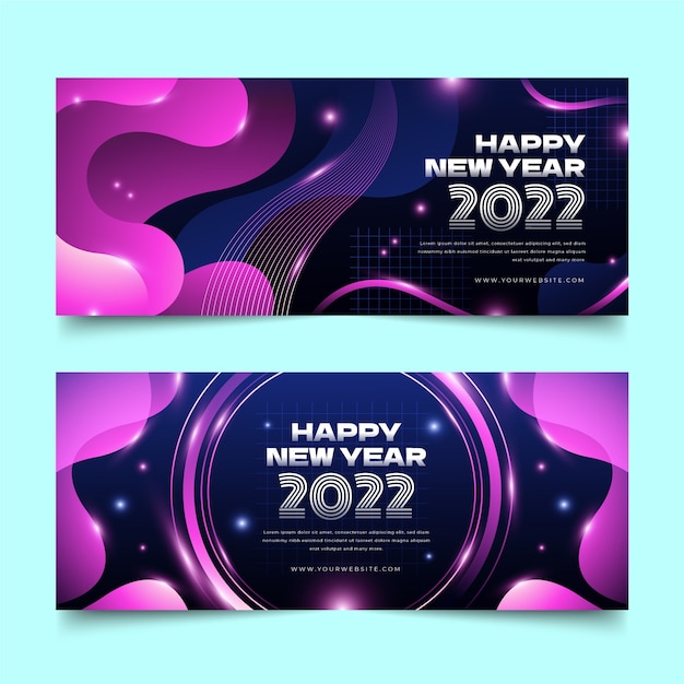 Vettore gratuito set di banner gradiente felice anno nuovo 2022