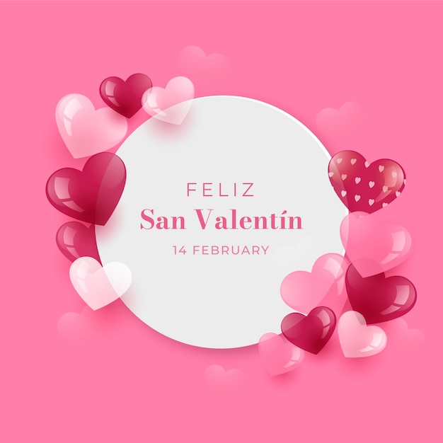 Gradient happy valentine's day in spanish illustration and greeting card