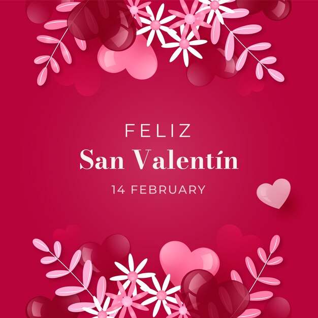 Gradient happy valentine's day in spanish illustration and greeting card