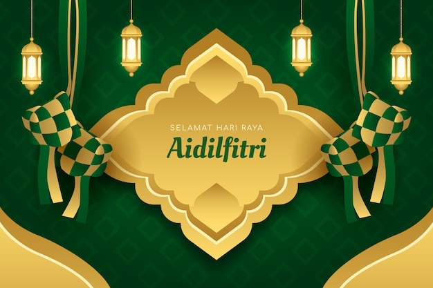 무료 벡터 그라데이션 hari raya aidilfitri 배경