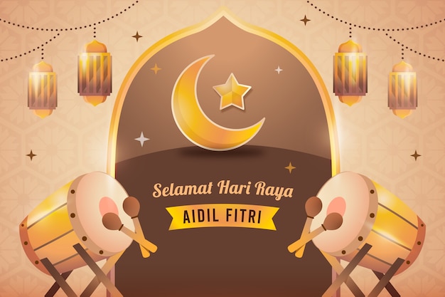 Free vector gradient hari raya aidilfitri background