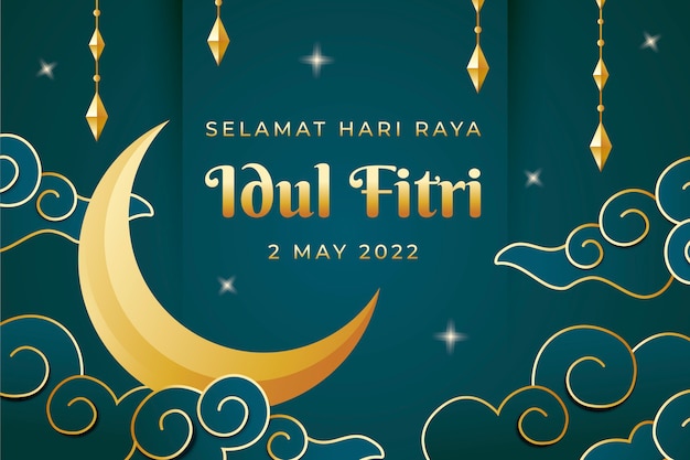 무료 벡터 그라데이션 hari raya aidilfitri 배경