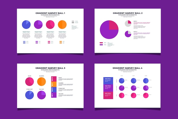 Gradient harvey ball diagrams infographic