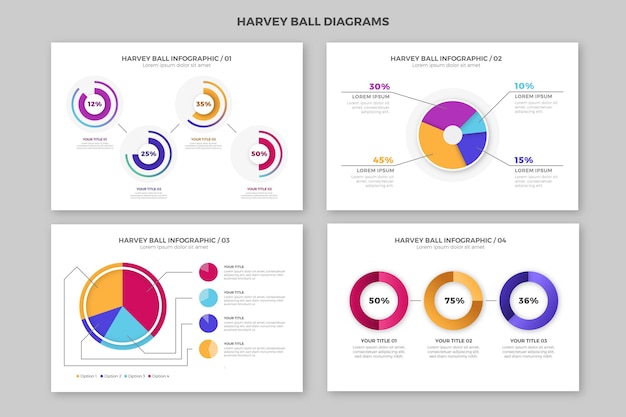 Free vector gradient harvey ball diagrams - infographic