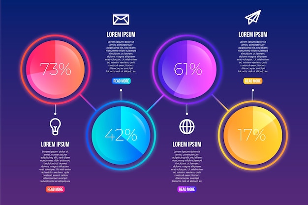 Free vector gradient harvey ball diagrams - infographic