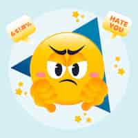 Free vector gradient hate emoji illustration