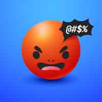 Vettore gratuito illustrazione dell'emoji dell'odio gradiente