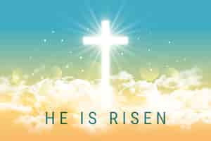 Free vector gradient he is risen easter sunday illustration