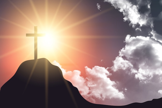 Free vector gradient he is risen easter sunday illustration