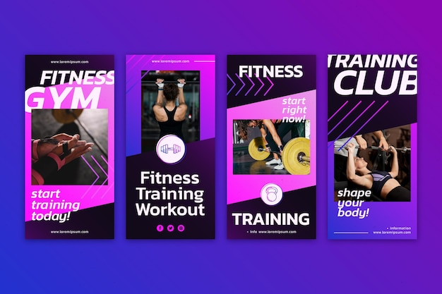 Free vector gradient health & fitness story collection