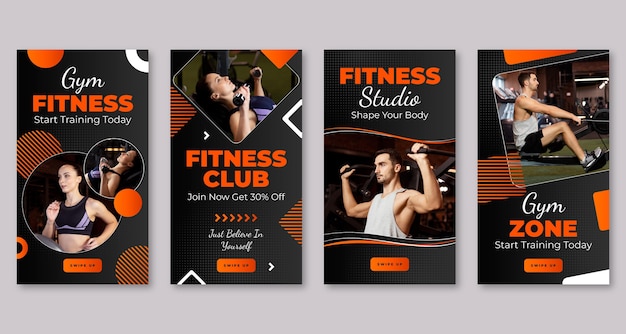 Gradient health  fitness story set with photo