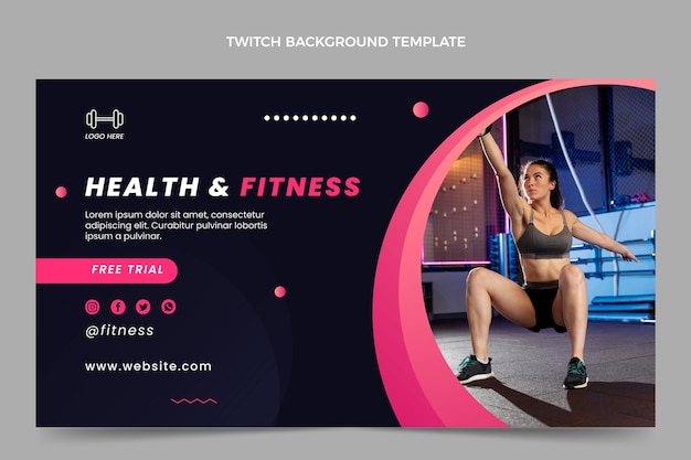 Free vector gradient health and fitness twitch background