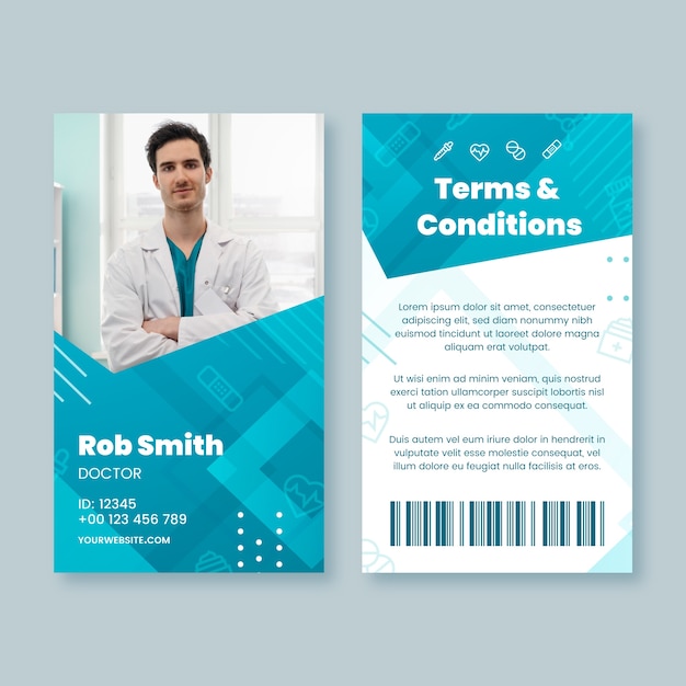 Free vector gradient healthcare establishment id card