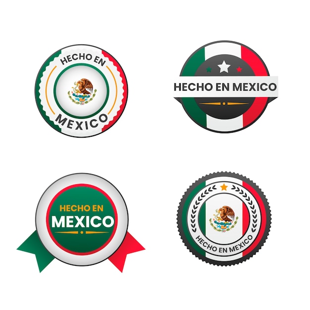 Free vector gradient hecho en mexico label collection