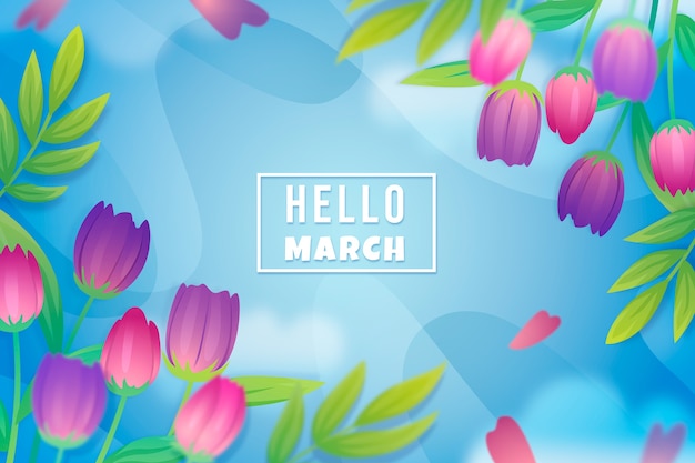 Gradient hello march background and banner