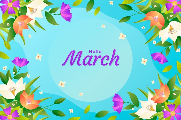 Free vector gradient hello march background