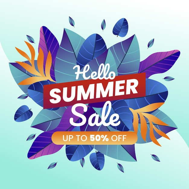 Free vector gradient hello summer sale illustration