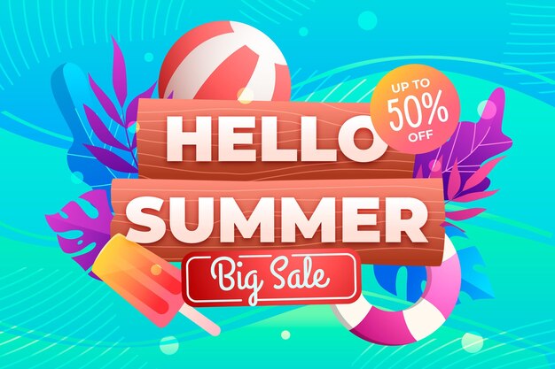 Gradient hello summer sale illustration