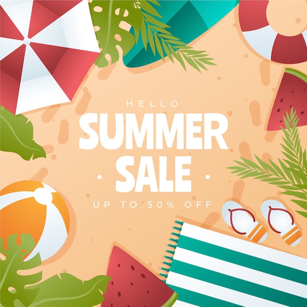 Gradient hello summer sale illustration