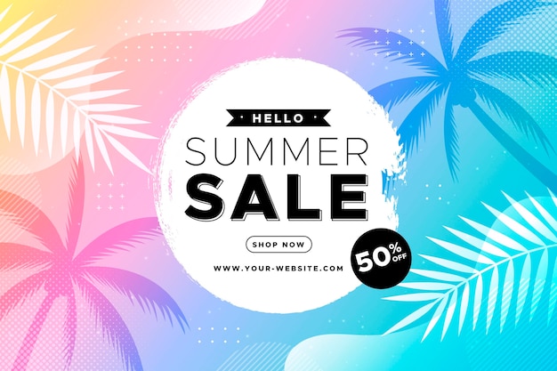 Free vector gradient hello summer sale illustration