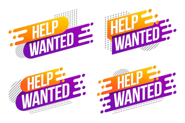 Free vector gradient help wanted labels design