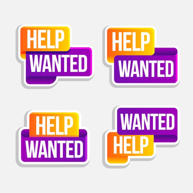 Gradient help wanted labels design