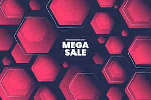 Free vector gradient hexagonal background with mega sale