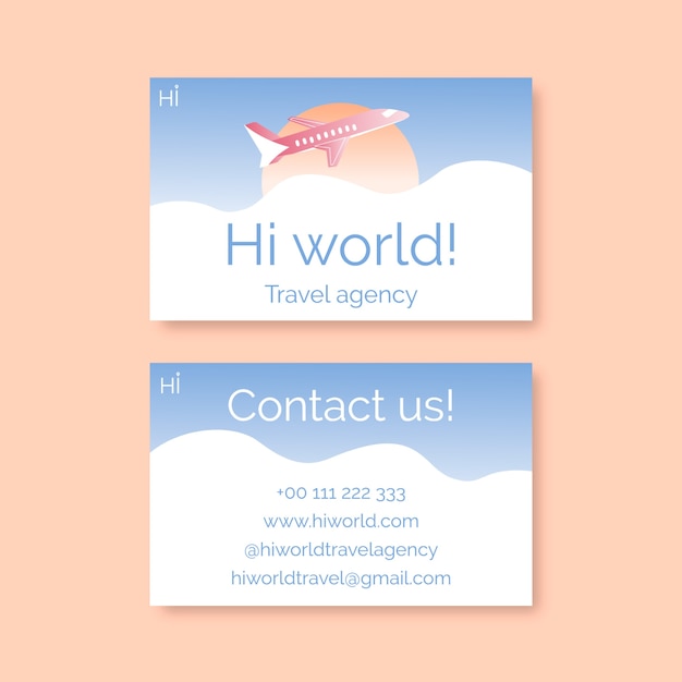 Free vector gradient hi world travel agency business card