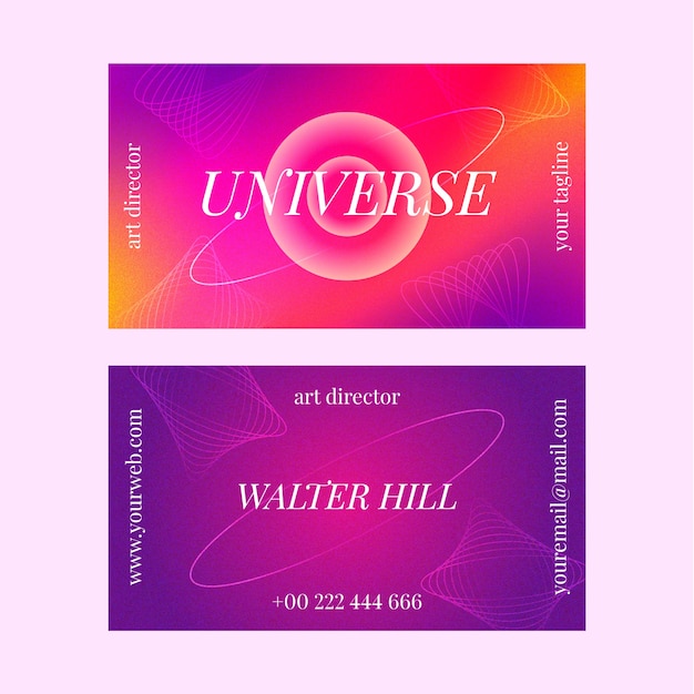 Градиентный высококонтрастный цветной дизайн шаблона визитной карточки