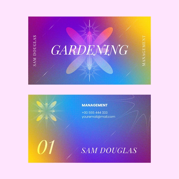 Градиентный высококонтрастный цветной горизонтальный шаблон визитной карточки