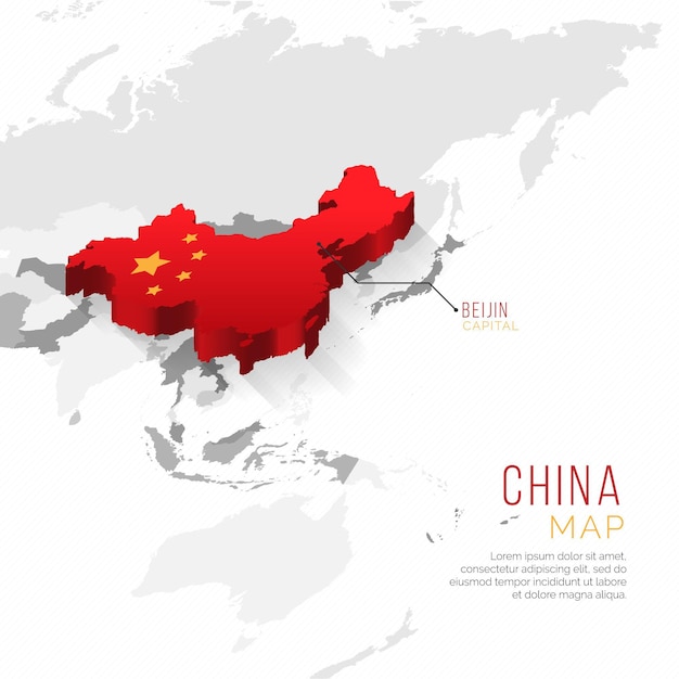 グラデーションで強調表示された中国の国の地図のインフォグラフィック