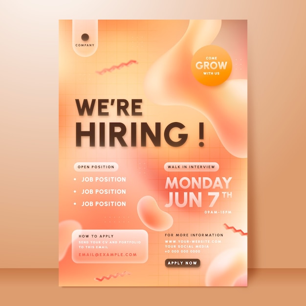 Gradient  hiring poster and flyer template