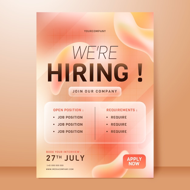 Free vector gradient  hiring poster and flyer template