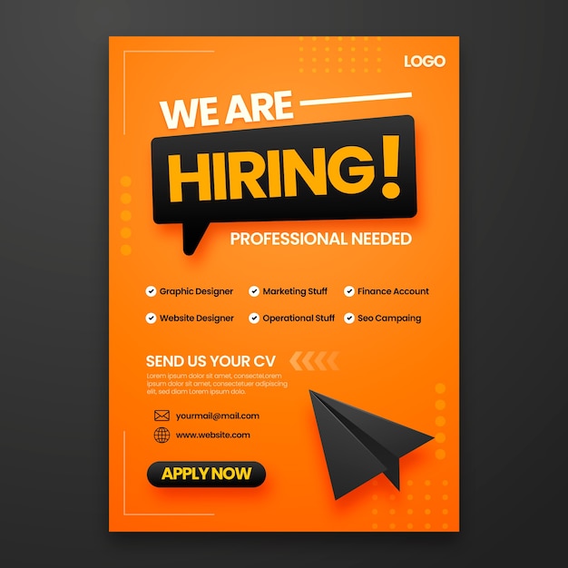 Free Vector | Gradient hiring poster flyer template