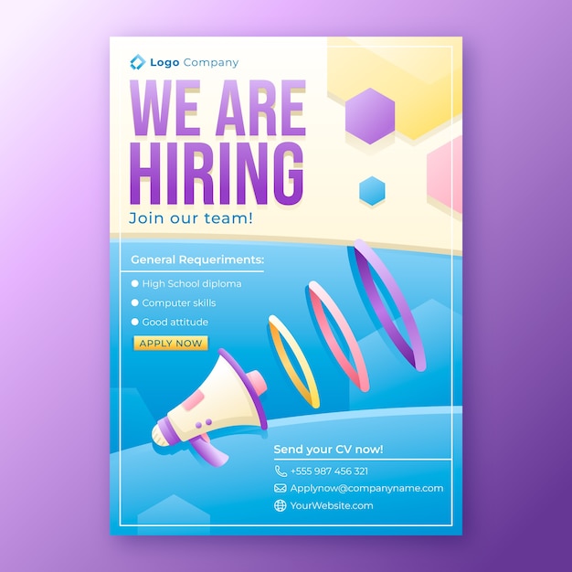 Free vector gradient  hiring poster and flyer template