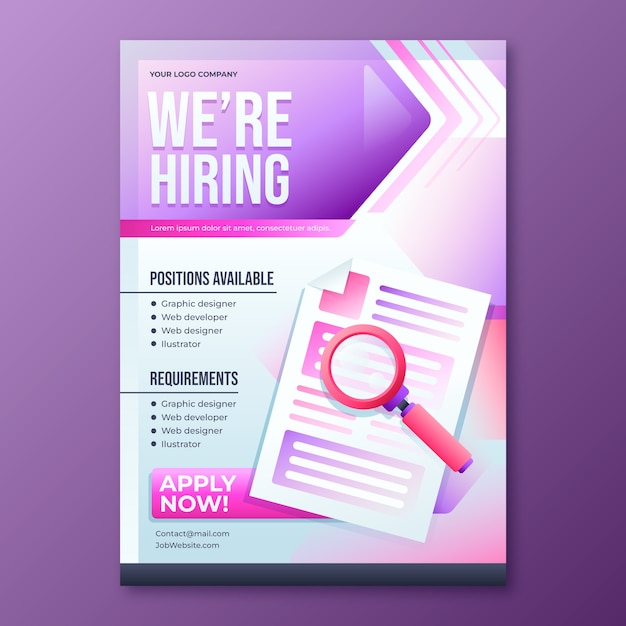 Free vector gradient hiring poster template